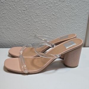 DV Dolce Vita Elegant Clear Strap Block Heel Sandals Size 8.5